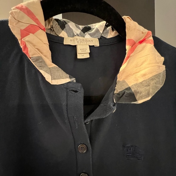Burberry Brit Navy Blue Novacheck Collar Polo Shirt Medium - Picture 4 of 4